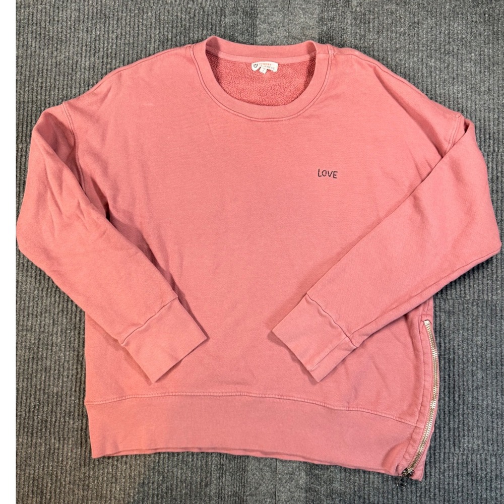 Sundry for Evereve Pink Love Side Zip Sweatshirt Cotton French Terry Size 2 M